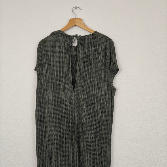 Anthropologie Sabina Musayev Textured Green Short Sleeve Midi Dress Size LG - Picture 9 of 12